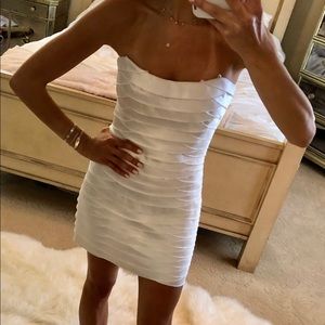 BCBG white silk cocktail dress